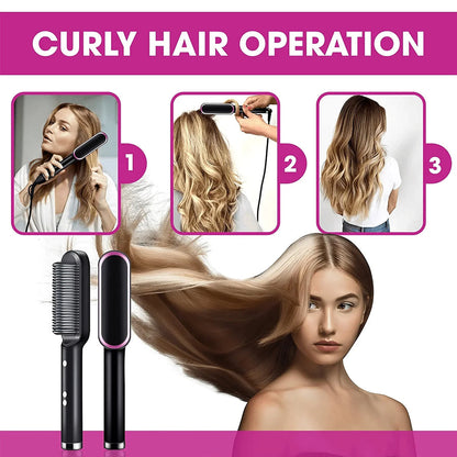 2 in 1 Electric Hair Straightener Brush