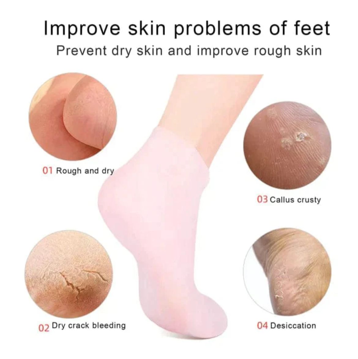 1 Pair Feet Care Silicone Moisturizing Socks